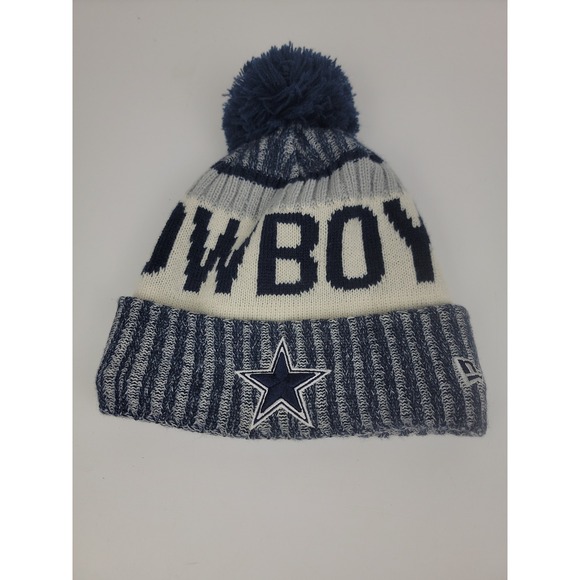 New Era Other - New Era Dallas Cowboys NFL Knit Beanie Pom Hat Blue White Gray Cuffed One Size